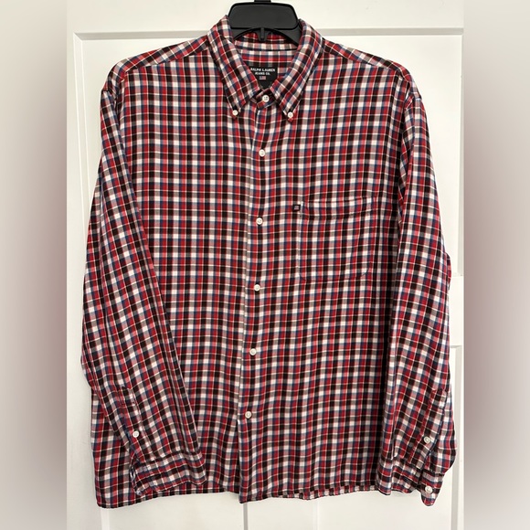 VTG Polo Jeans Co Ralph Lauren Red Plaid Button Up Shirt 100% Cotton  L - Picture 2 of 11